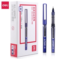 得力(deli)/书写用笔类用具/型号S657/0.5mm直液式全针管走珠签字笔 中性笔 蓝色 12支/盒