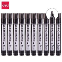 得力(deli)/其它功能笔/型号S568/大容量直液式物流油性记号笔 黑色 10支/盒